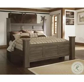 Juararo Dark Brown King Poster Bed