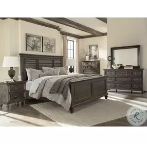 Calistoga Weathered Charcoal Queen Shutter Panel Bed