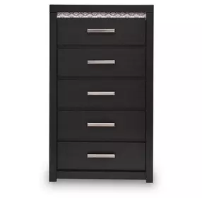 Shoralli Black 5 Drawer Chest with LED