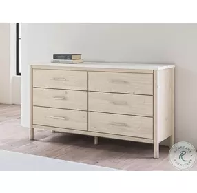 Cadmori Tan And White 6 Drawer Dresser