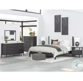 Cadmori Black And White King Upholstered Panel Bed