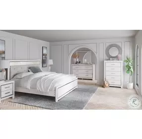 Altyra White King Upholstered Panel Bed