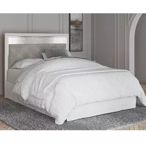 Altyra White and Gray Queen Upholstered Panel Headboard with LED
