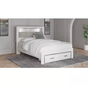 Altyra White Queen Bookcase Storage Bed