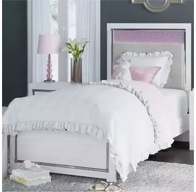 Altyra White Twin Upholstered Panel Bed
