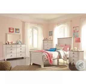 Willowton Whitewash Twin Panel Bed