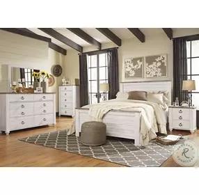Willowton Whitewash Queen Panel Bed