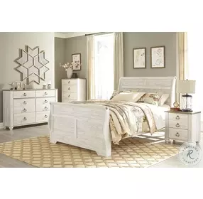 Willowton Whitewash Queen Sleigh Bed