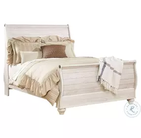 Willowton Whitewash Sleigh Bedroom Set With Horizontal Planks