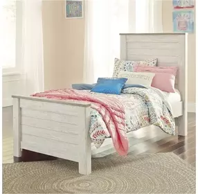 Willowton Whitewash Twin Panel Bed