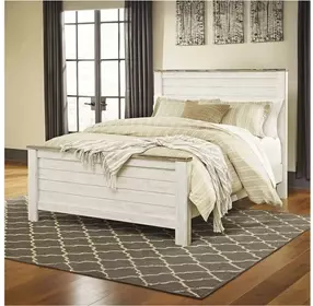 Willowton Whitewash Queen Panel Bed