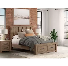 Garistyn Light Brown Queen Storage Panel Bed