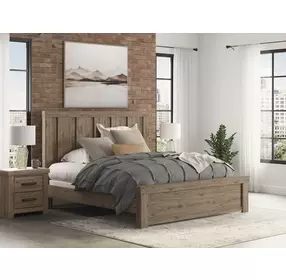 Garistyn Light Brown King Panel Bed