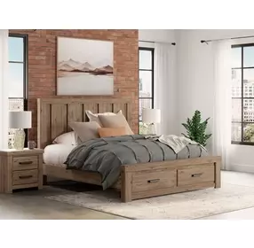 Garistyn Light Brown King Storage Panel Bed
