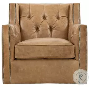 Candace Tan Leather Swivel Chair