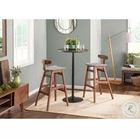 Pebble Black Metal And Walnut Wood Adjustable Height Bar Table