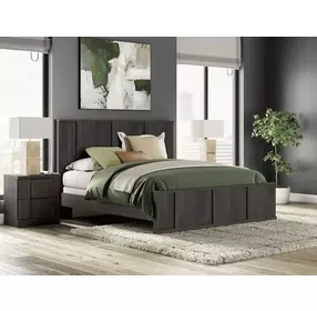 Agrander Dark Brown King Panel Bed