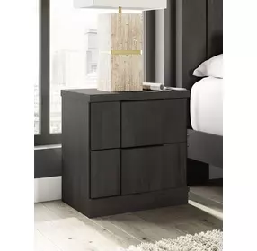 Agrander Dark Brown 2 Drawer Nightstand with USB Charging