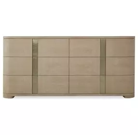 Carino Sand Cerused and Gold 6 Drawer Dresser