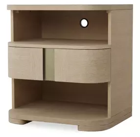 Carino Sand Cerused and Gold 1 Drawer Open Nightstand