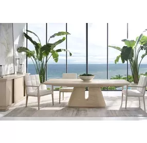 Carino Sand Cerused and Beige Upholstered Dining Arm Chair