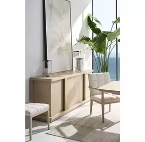 Carino Sand Cerused and Gold 4 Door Credenza