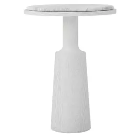 Carino Frost and Beige Round Marble Top Side Table