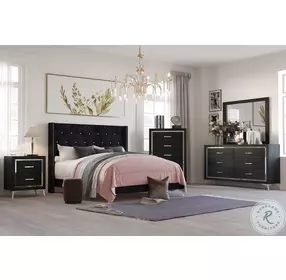 Huxley Black Full Upholstered Panel Bed
