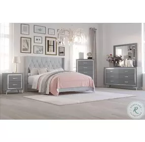 Huxley Gray Full Upholstered Panel Bed