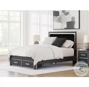 Ravalori Black Queen Upholstered Panel Storage Bed