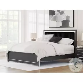 Ravalori Black King Upholstered Panel Bed