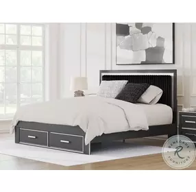 Ravalori Black King Upholstered Panel Storage Bed
