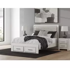 Birmonton Matte White and Gray Queen Upholstered Panel Headboard