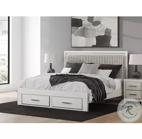 Ravalori White King Upholstered Panel Storage Bed