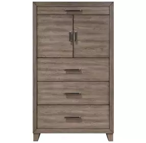 Harrisburg Walnut 4 Drawer Door Chest with LED