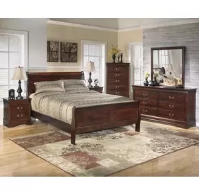 Alisdair Reddish Brown 6 Drawer Dresser and Rectangular Mirror