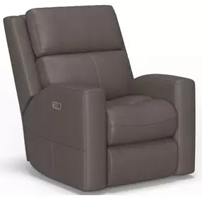Score Dark Stone Leather Zero Gravity Power Lift Recliner with Power Lumbar and USB Charging