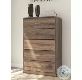 Hollinaze Walnut Brown 5 Drawer Chest