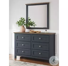 Landocken Brown And Blue Dresser with Mirror