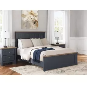 Landocken Dark Slate Blue and Light Brown Queen Panel Headboard