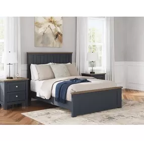 Landocken Dark Slate Blue and Light Brown Full Panel Headboard