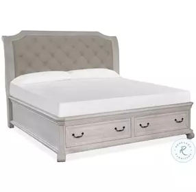 Bronwyn Alabaster Upholstered Sleigh Storage Bedroom Set