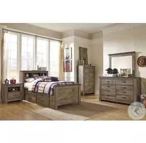 Trinell Brown Twin Bookcase Bed With 2 Storage Drawers
