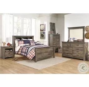 Trinell Brown Full Bookcase Panel Bed