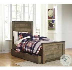 Trinell Brown Twin Panel Bed With 1 Large Storage Drawer