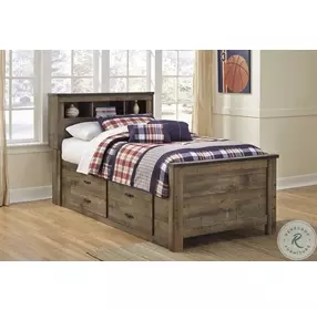 Trinell Brown Twin Bookcase Bed With 2 Storage Drawers
