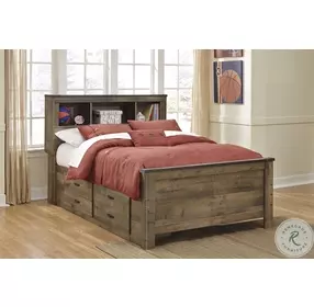 Trinell Brown Full Bookcase Bed With 2 Storage Drawers
