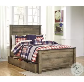 Trinell Brown Full Panel Bed With 1 Large Storage Drawer