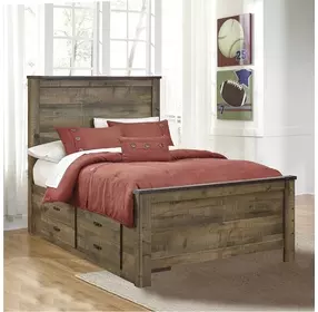 Trinell Brown Full Panel Bed With 2 Storage Drawers