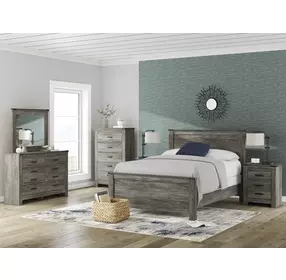 Frandern Gray 2 Drawer Nightstand with USB Charging